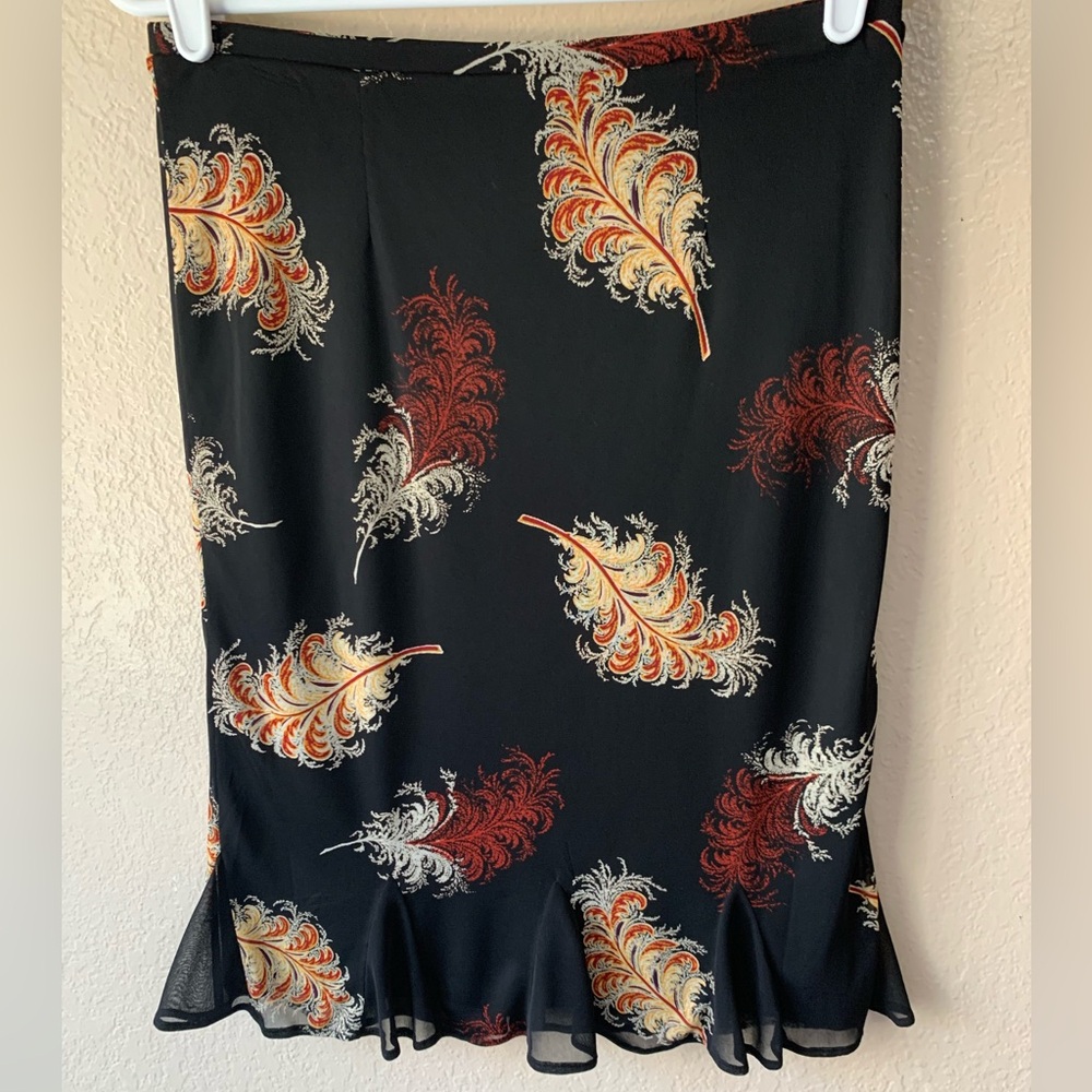Express Black Feather Print Fairy Grunge Whimsigoth Knit Skirt Size XS - Picture 3 of 6